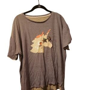 Arizona Shirt Girl's 3x 22 Plus Striped Unicorn Black White NWOT